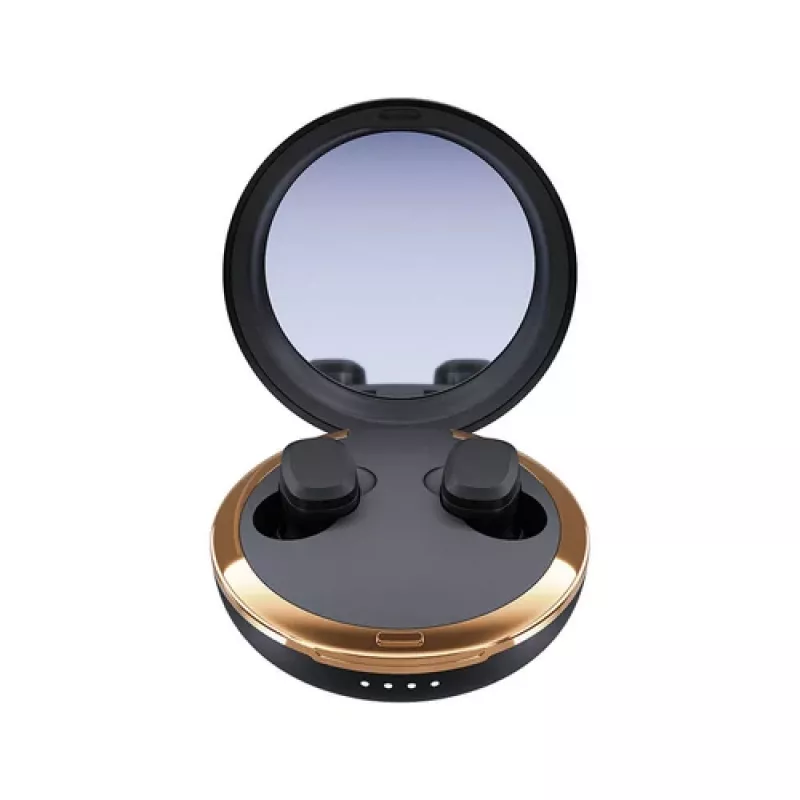 Happy Plugs Adore draadloze in-ear-koptelefoon met spiegel-oplaadcase (zwart)