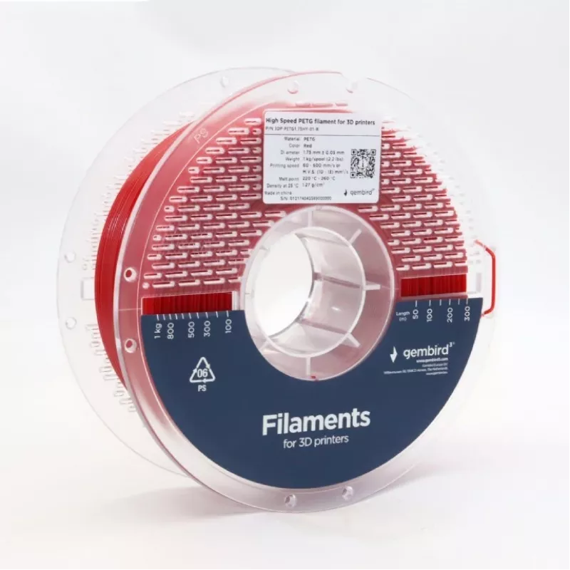 GEMBIRD filament PETG High Speed, 1,75 mm, 1 kg, rood