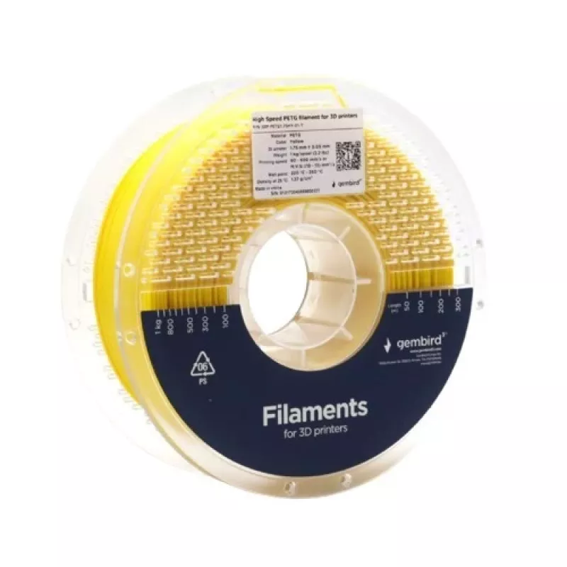 GEMBIRD filament PETG High Speed, 1,75 mm, 1 kg, geel
