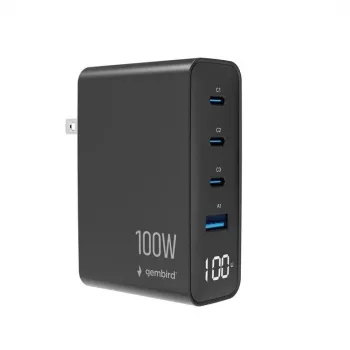 GEMBIRD GaN snellader 4x USB 100W zwart