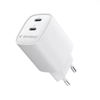 Gembird TA-UC-2C-PD45-01-W 45W USB-C dual port wandlader wit