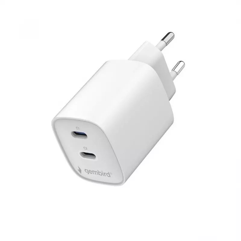 Gembird TA-UC-2C-PD45-01-W 45W USB-C dual port wandlader wit