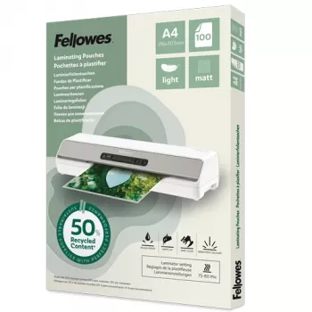 Fellowes 100-pack A4 matte lamineerhoezen, 80 micron, gerecycled