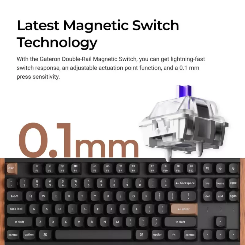 Keychron K8H-F1 75% Magnetic Wood Zwart gaming-toetsenbord