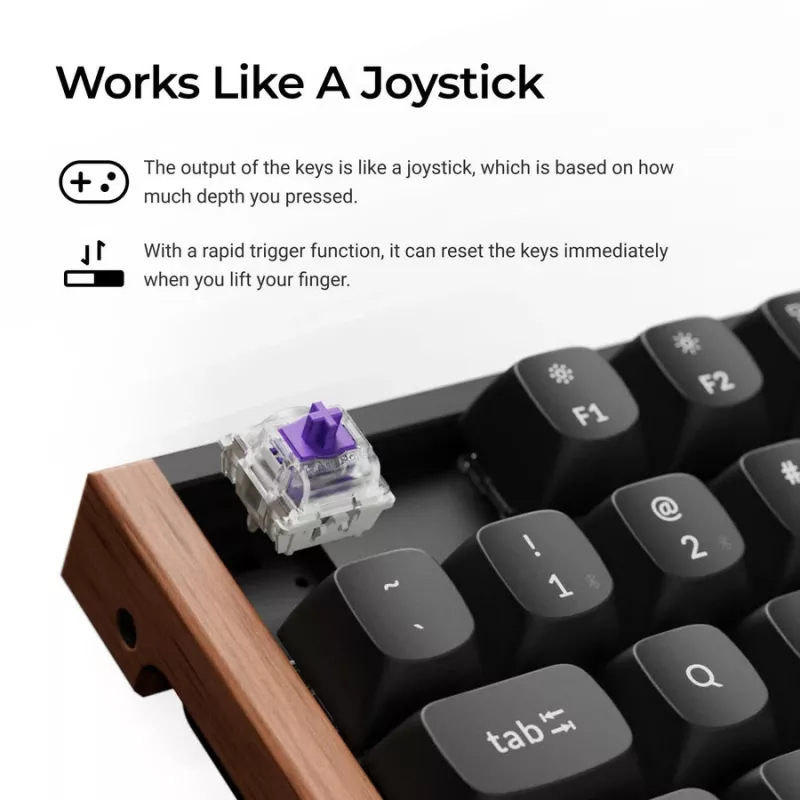 Keychron K8H-F1 75% Magnetic Wood Zwart gaming-toetsenbord