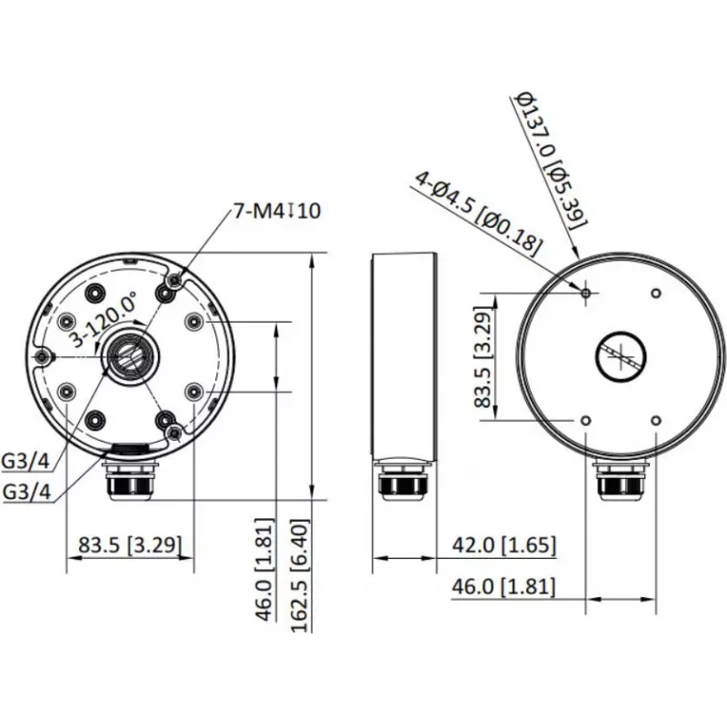 Hikvision DS-1280ZJ-PT6-Y adapter, zwart