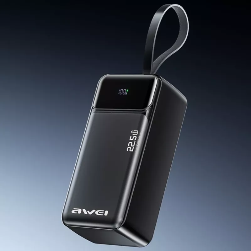 AWEI PA-105 powerbank 40000mAh 22.5W PD QC 3.0 USB-C zwart