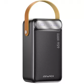 AWEI PA-82 powerbank 60000mAh 65W PD 2xUSB-A/USB-C zwart