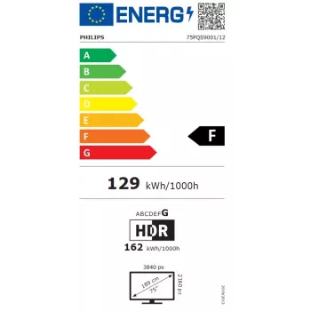 Philips 75PQS9001/12 75-inch QLED 4K Ultra HD Google TV met 3-zijdig Ambilight, MiniLED, 120Hz, Dolby Vision & Atmos, VRR, ALLM, FreeSync Premium, G-Sync-compatibel, 4x HDMI 2.1, 2x USB, Wi-Fi, Bluetooth 5.0, DVB-T/T2/C/S/S2, grijs