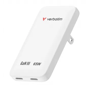 Verbatim Slim GaN-oplader 2 poorten 65W (EU/UK/US) wit