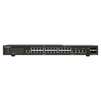 QNAP QSW-M2130P-2C2S26T 26-poorts 2.5GbE PoE++ managed layer 2 rackmount-switch met 2x 10GbE SFP+ en 2x 10GbE combo-poorten, 370W PoE-budget