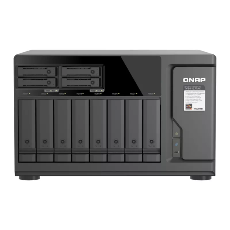 QNAP TVS-h1277AX-R5-16G 12-bay QuTS hero NAS, 8x 3.5 SATA + 4
