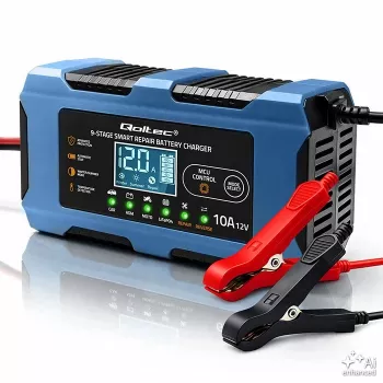 Qoltec 52668 intelligente batterijlader 12V 10A met reparatiefunctie voor AGM GEL LiFePO4