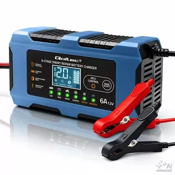 Qoltec 52669 intelligente batterijlader 12V 6A met reparatiefunctie voor AGM GEL LiFePO4