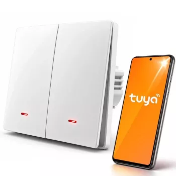 QOLTEC Smart Light Switch WiFi 2-gang timer Tuya wit