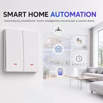 QOLTEC Smart Light Switch WiFi 2-gang timer Tuya wit