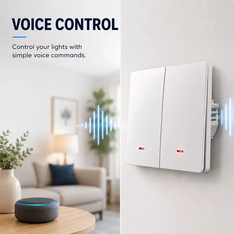 QOLTEC Smart Light Switch WiFi 2-gang timer Tuya wit