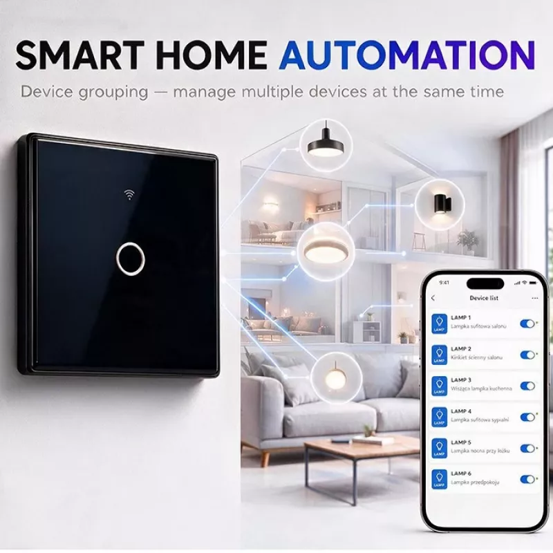 Qoltec Smart Touch lichtschakelaar 1-voudig Wi-Fi timer Tuya wit