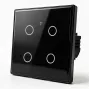 Qoltec Smart Touch lichtschakelaar 4-voudig Wi-Fi timer Tuya | gehard glas | wit