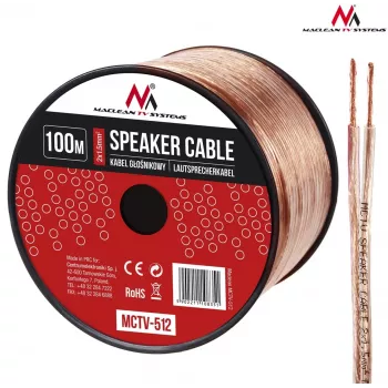 MACLEAN MCTV-512 luidsprekerkabel 100m 2x1,5mm² transparant OFC ring