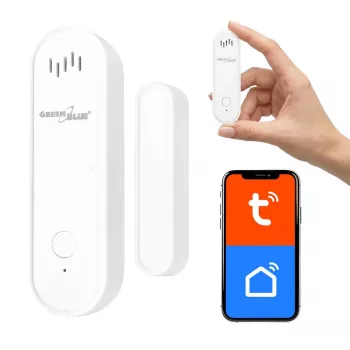 GREENBLUE GB478 draadloze WiFi deur-/raamsensor – slimme magneetcontact, Tuya & Gosund app, Alexa/Google, batterijgevoed, wit