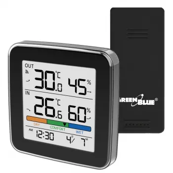 GREENBLUE GB169 B draadloos weerstation met kleurendisplay en buitensensor