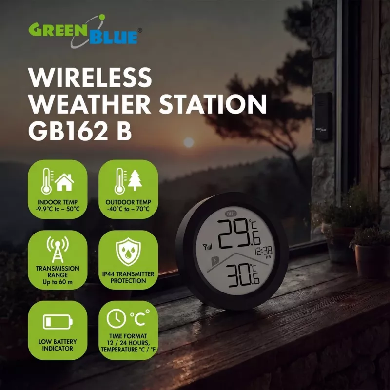 GREENBLUE draadloos weerstation GB162 B