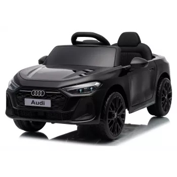 LEAN CARS Audi A5L HL788 zwart 12V op accu werkende kinderauto met afstandsbediening voor ouders, LED-verlichting, MP3, EVA-schuimwielen, ecoleer bekleding, 30 kg max. belasting, voor kinderen van 3-8 jaar