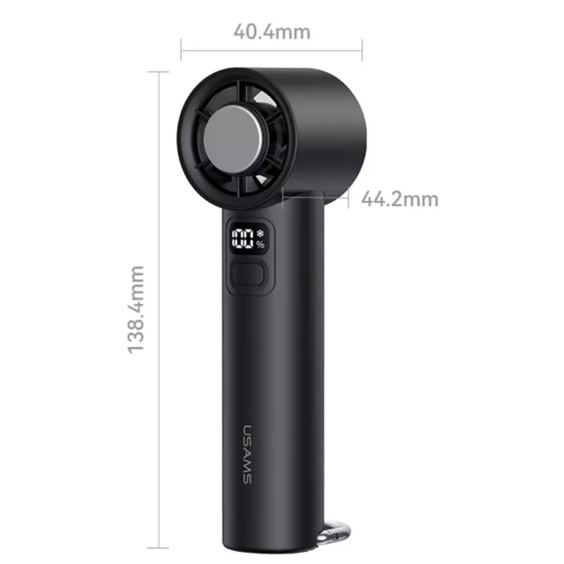 USAMS Ice-Cooling handventilator 2000mAh, zwart