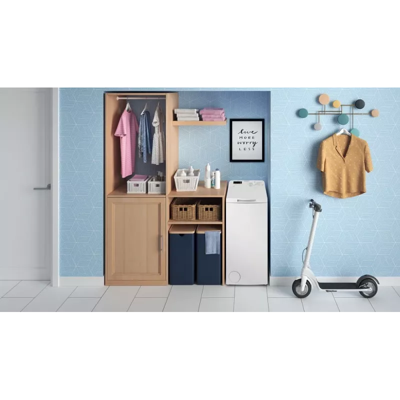 Indesit BTWS50400PLN bovenlader wasmachine, 5 kg, 1000 t/min, wit, energie-efficiëntieklasse E