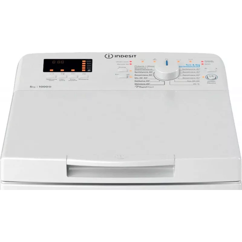 Indesit BTWS50400PLN bovenlader wasmachine, 5 kg, 1000 t/min, wit, energie-efficiëntieklasse E