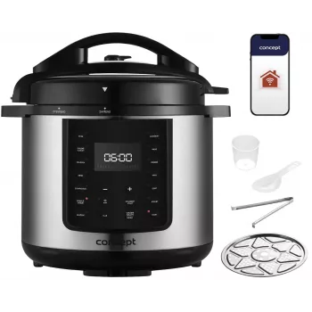 CONCEPT CK8001 multikoker, 5L, 900W, 10 programma's, LED, antiaanbaklaag keramische pan, uitgestelde start, warmhoudfunctie, zwart/zilver