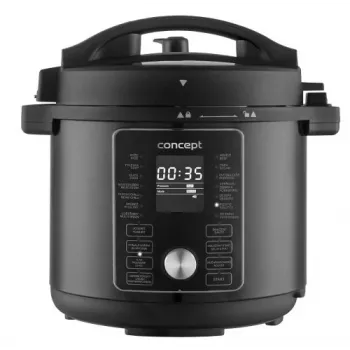 CONCEPT CK8000 multikoker met heteluchtfriteuse-functie, 6L pan, 3,5L mand, 1500W, 10 programma's, zwart/zilver