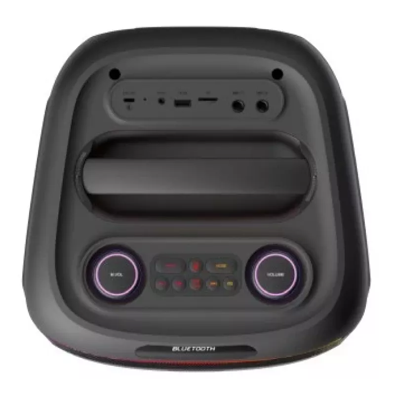 Denver BPS-270 draagbare partyluidspreker met Bluetooth, 400W PMPO, LED-lichteffecten, karaoke, FM-radio, USB/SD/AUX, microfooningang, zwart