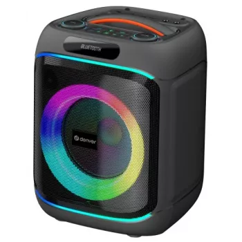 DENVER BPS-170 400W Bluetooth-partyluidspreker met RGB-lichten, TWS, karaoke, FM-radio, USB/SD/AUX/microfooningangen