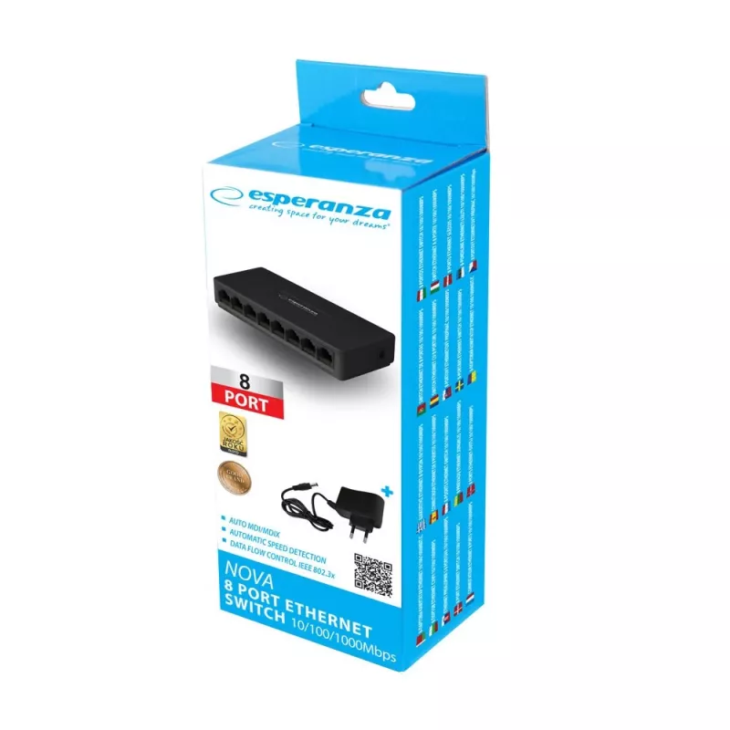 Esperanza NOVA ENS104 8-poorts Gigabit-switch 10/100/1000