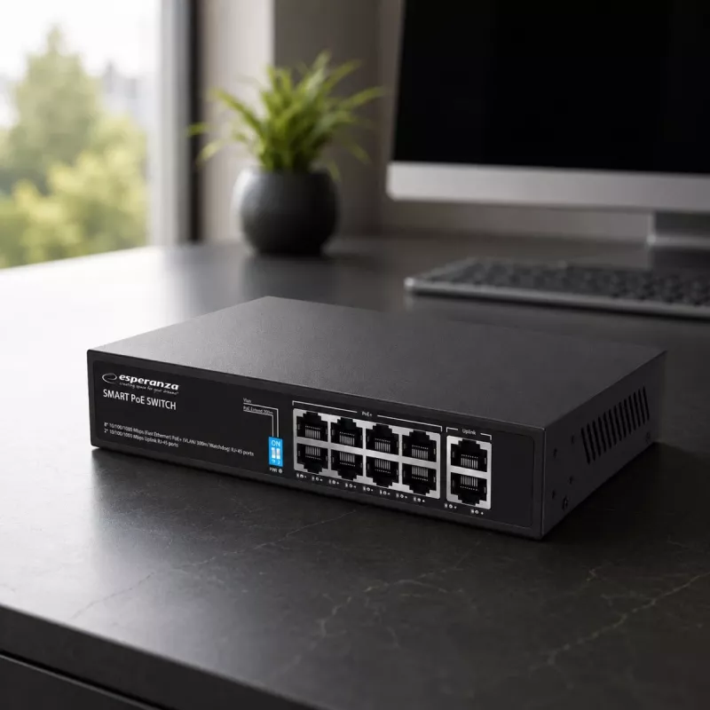 Esperanza 10-poorts PoE+ switch 10/100/1000 120W MATRIX ENS108