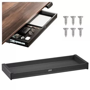 ERGO OFFICE platte onderbureau-lade ER-302 B – stalen lade met glijgeleiding, zwart