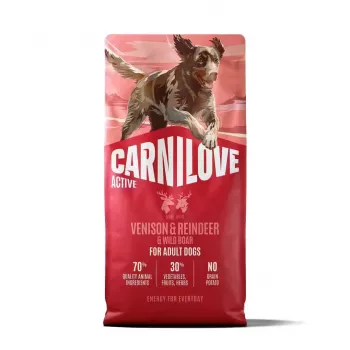 CARNILOVE ACTIVE hondenbrokken met wild, rendier en wild zwijn voor actieve volwassen honden van alle rassen 12 kg