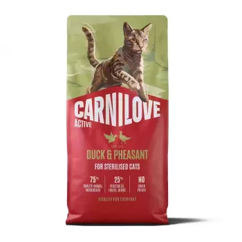 CARNILOVE ACTIVE kattenbrokken met eend & fazant voor gecastreerde volwassen katten van alle rassen 6 kg