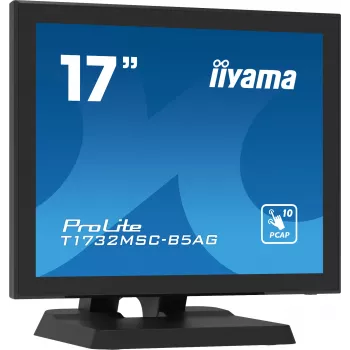Iiyama ProLite T1732MSC-B5AG 17 inch touchscreen LED-monitor - 5:4 SXGA, projectief capacitief, 10-punts multitouch, HDMI/DVI/VGA, USB, luidsprekers, zwart