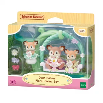Sylvanian Families reekalf baby's met bloemen-schommel speelset