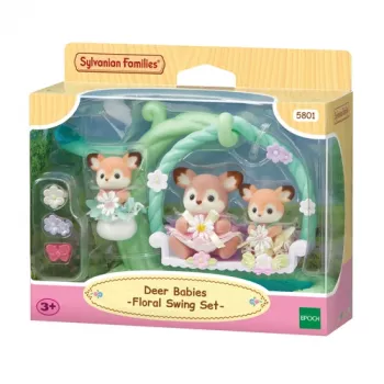 Sylvanian Families reekalf baby's met bloemen-schommel speelset