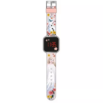 PULIO digitaal horloge LED Diakakis - Frozen kinderhorloge met rood LED-display, blauw/paars siliconenbandje, officieel Disney Frozen thema