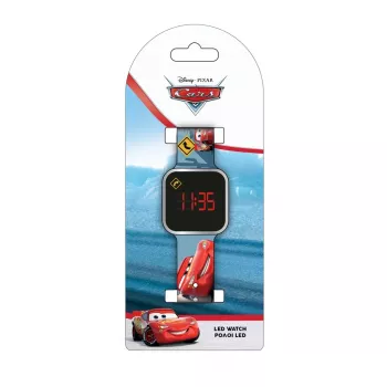 PULIO kinder digitaalhorloge met LED-display - Disney Pixar Cars motief, rood/zwart