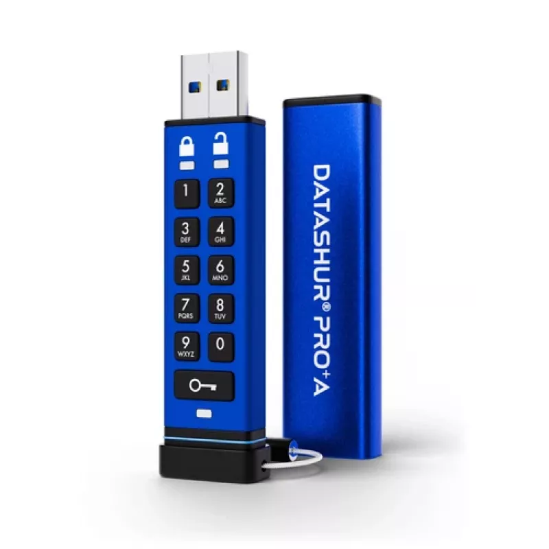 iStorage datAshur PRO+A 32GB USB 3.2 Gen 1 hardware-versleutelde USB-stick met PIN-authenticatie, FIPS 140-3 Level 3, IP68, brute-force-beveiliging