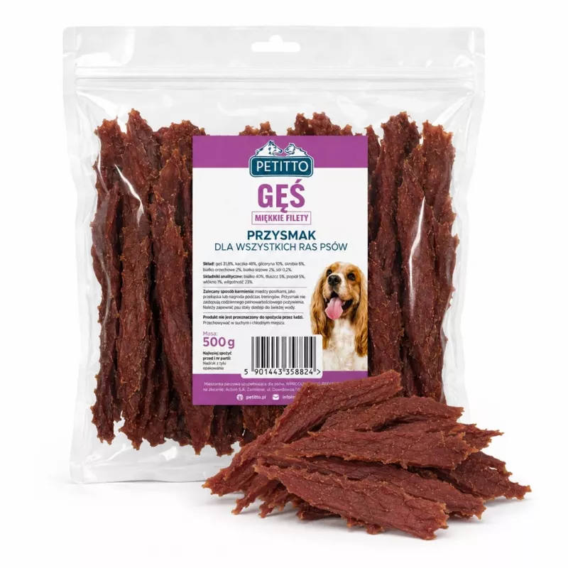 PETITTO zachte ganzenfilets voor honden 500g