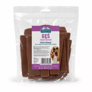 PETITTO ganzenvleesreepjes hondensnacks - 100% natuurlijk, graanvrij, 500 g