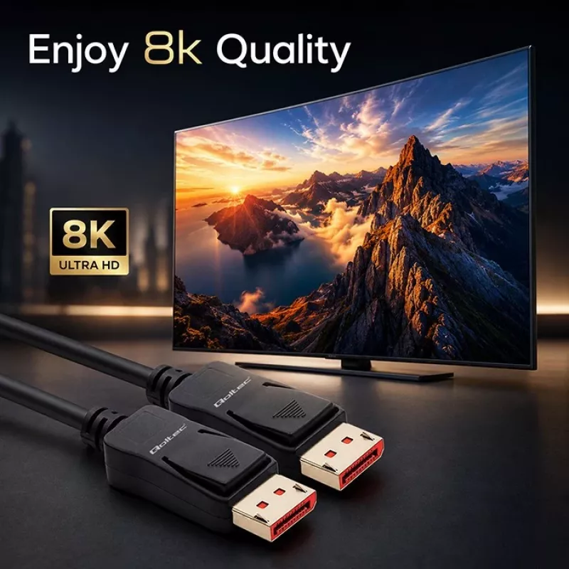 QOLTEC DisplayPort-kabel M/M V2.1 40G 0,5m