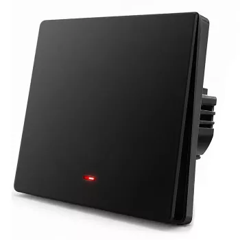 Qoltec 52722 Smart Wi-Fi lichtschakelaar, 1-kanaals, touchpaneel, timer, Tuya/Smart Life, zwart